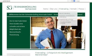 Auf der Homepage von SG InterTrade können sich Unternehmen über Finetrading informieren. 