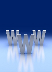 3d internet concept. Monument WWW.