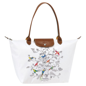 Longchamp Le Pliage Tree Of Life Tote White