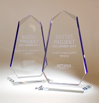 Das Symbol exzellenter Business Intelligence-Projekte – der ATVISIO Award 2013 aus reinstem Kristallglas.