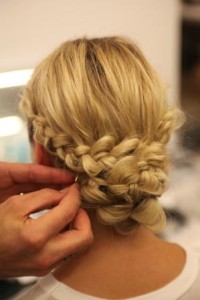 © Monique Lhuillier Fall 2014 Bridal Presentation, Hair by Antonio Corral Calero, Moroccanoil Artistic Director, Photos by David Webber for Moroccanoil