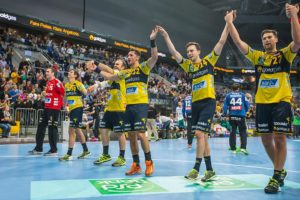 Jubel      , Rhein-Neckar Loewen vs. SC DHFK Leipzig, RNL Saison 2015 / 2016, MSP_1111_Loewen,  © Copyright: AS Sportfoto / Soerli Binder,  www. as-sportfoto.de,