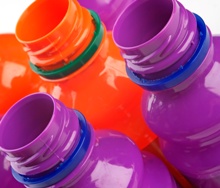 Colored plastic bottles
