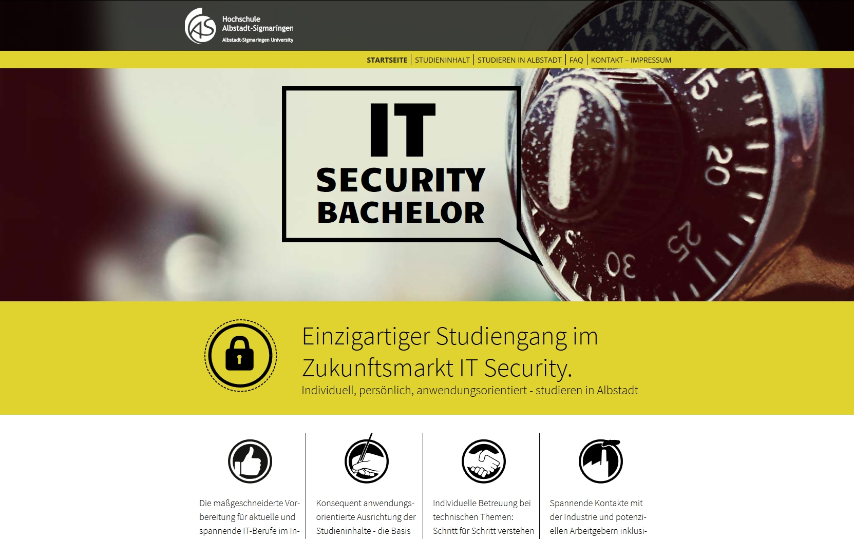 Startseite der Website des Studiengangs IT Security