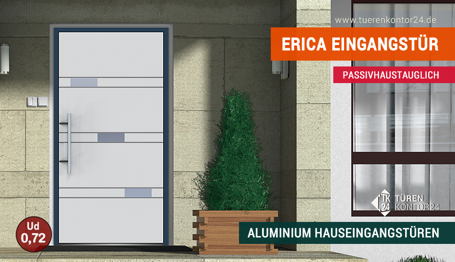 Passivhaustaugliche Aluminium Hauseingangstür Erica