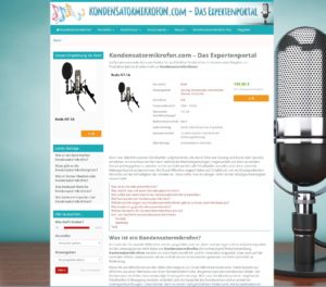 Das Bild zeigt einen Screenshot der Webseite kondensatormikrofon.com