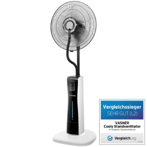 VASNER Cooly Standventilator mit Fernbedienung, Design Ventilator mit erfrischendem Sprühnebel.