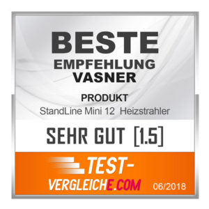 Testsieger VASNER StandLine Mini 12 gewinnt Platz 1 im Heizstrahler Test