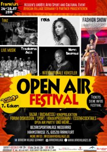 Flyer1-212x300 „ZUSAMMEN LEBEN“: Der Hessener Kultur-Sommer 2019 wird vielfältig und bunt mit dem Afrikanischen Kulturfestival!