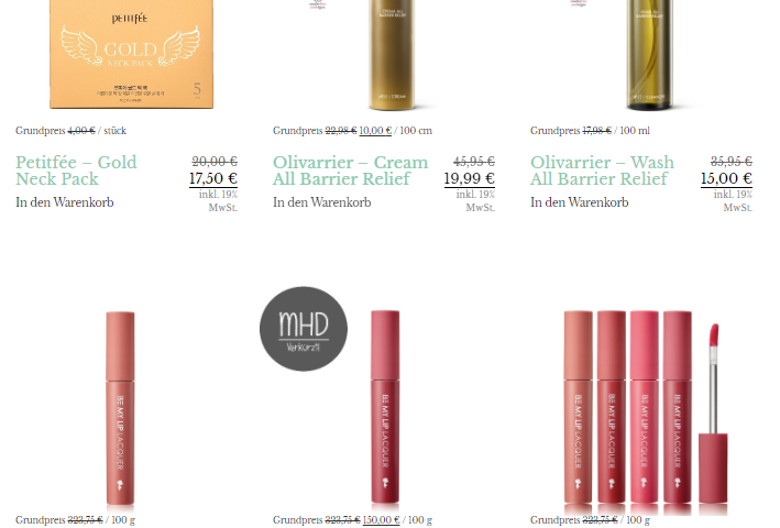 Aktuelle koreanische Kosmetik Angebote bei Miss&Missy - A. by Bom, AMPLE:N, Aroma Yong, Beaudiani, Benton, Blithe, Cosrx, d’Alba, Dr.LOLA, Enature, Heimish, Holika Holika, Isntree, Jumiso, Kingirls, Leegeehaam, Lindsay, Miss&Missy, Missha, Olivarrier, Petitfée, Pureheals, Shangpree, Some By Mi, SON&PARK, Thank You Farmer, TIA’M, Touch in Sol, Toun28, Unitouch, Whamisa, Yadah, koreanische kosmetik, k essence, anti aging