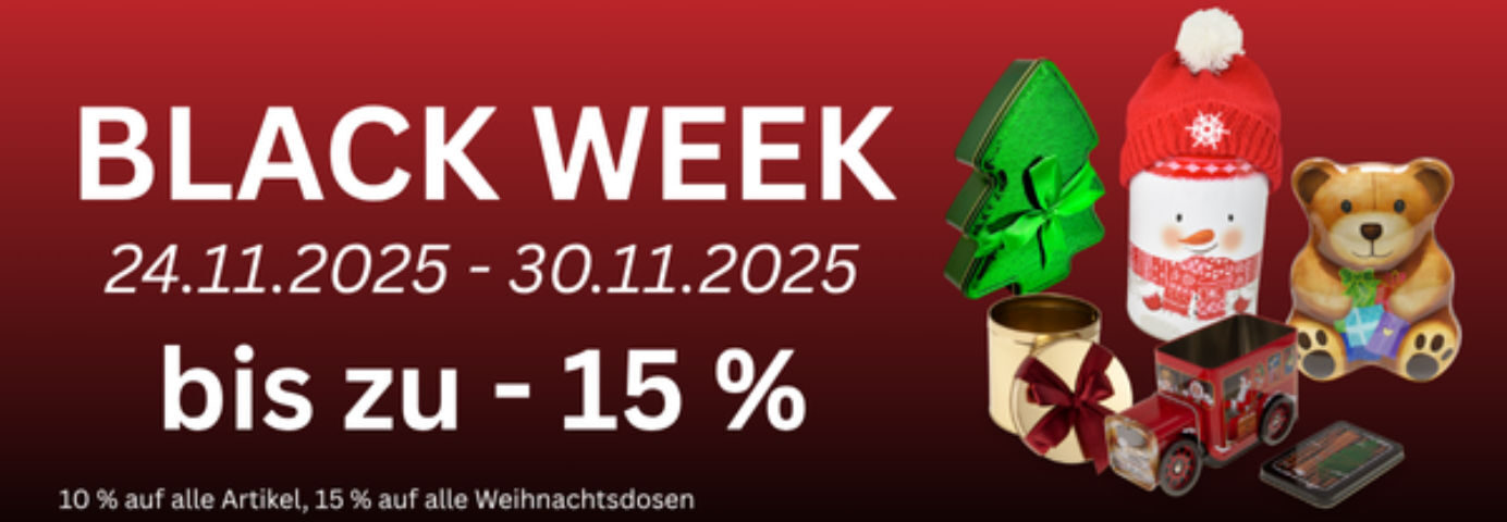 Auch dieses Jahr haut ADV PAX zur Black Week wieder Dosen raus. 10% auf das gesamte Sortiment, 15% auf alle Weihnachtsdosen!